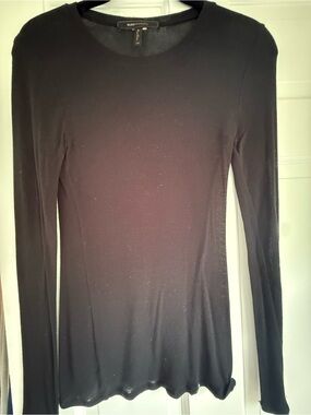 BCBGMaxAzria Black Crewneck Long Sleeve Top